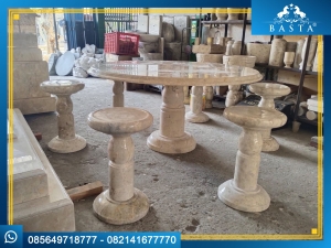 Meja Marmer Bulat Antik