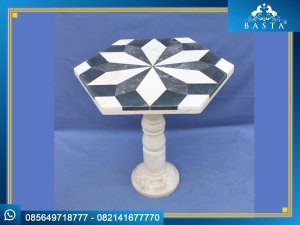 Meja Teras Marmer Hexagon